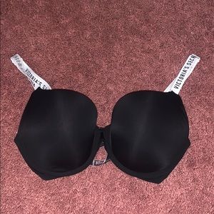 black bra with white straps
